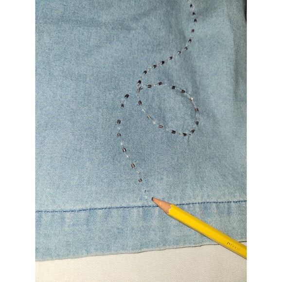 VTG Denim Button Up Blouse Top 4X Tag Embroidered Embellished Butterflies Floral - Picture 9 of 9